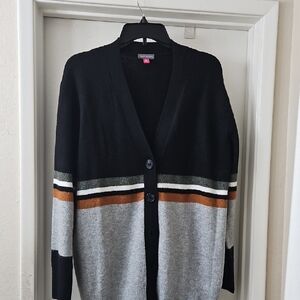 Black and Gray Button-Up Cardigan Sweater
